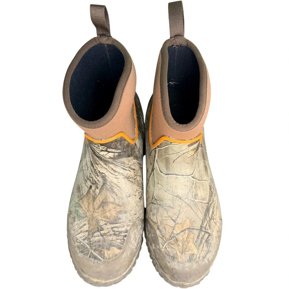 Muck Boot Company Kids Realtree Camo Waterproof Rubber Boots Size 4 Brown Orange